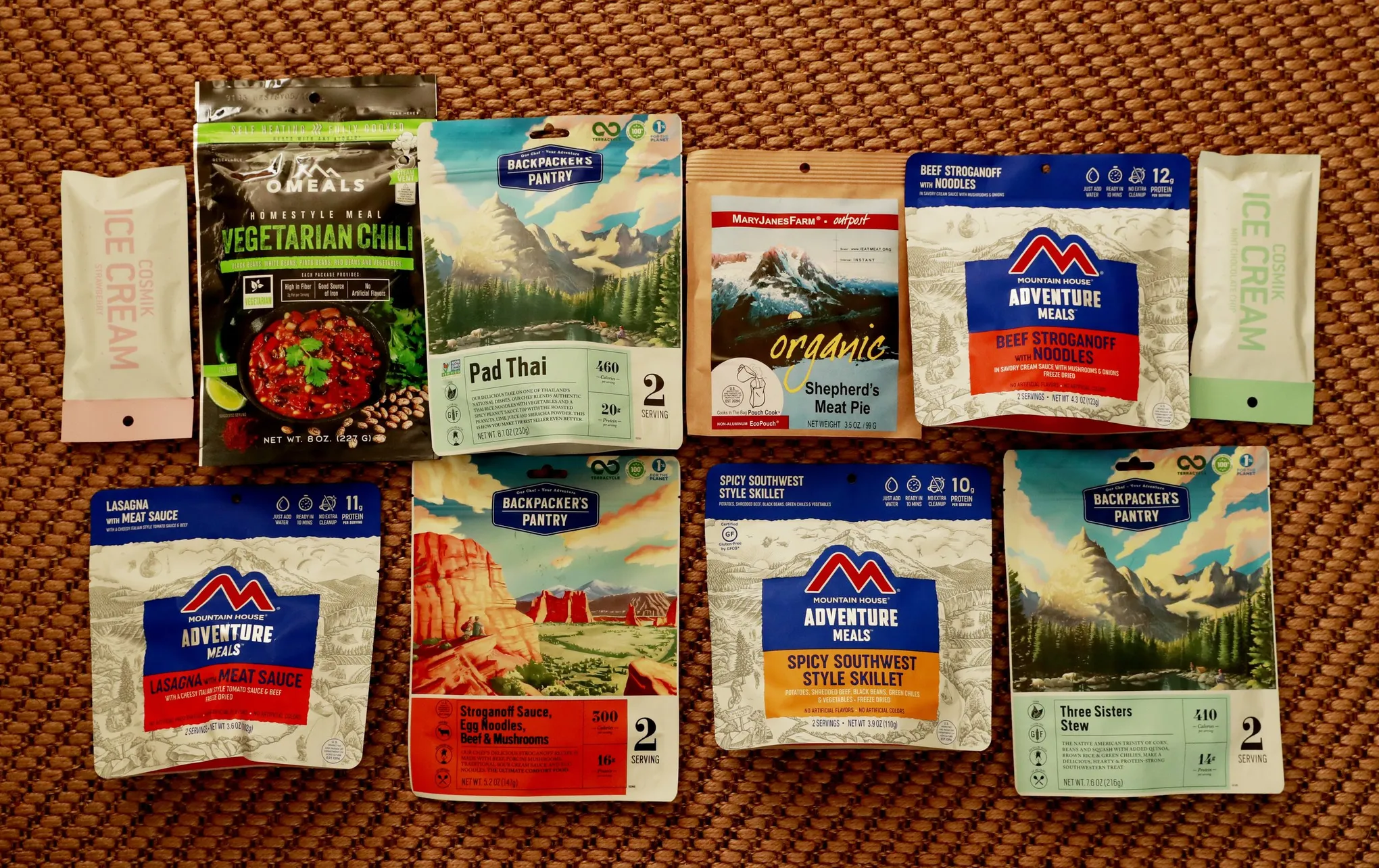 Dehydrated meals used during the crossing